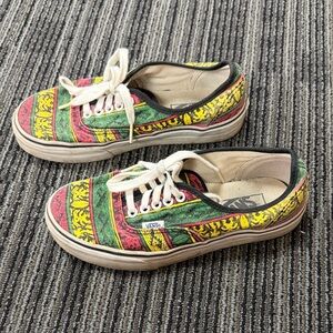 Vans Red, Green, Yellow Striped Sneakers